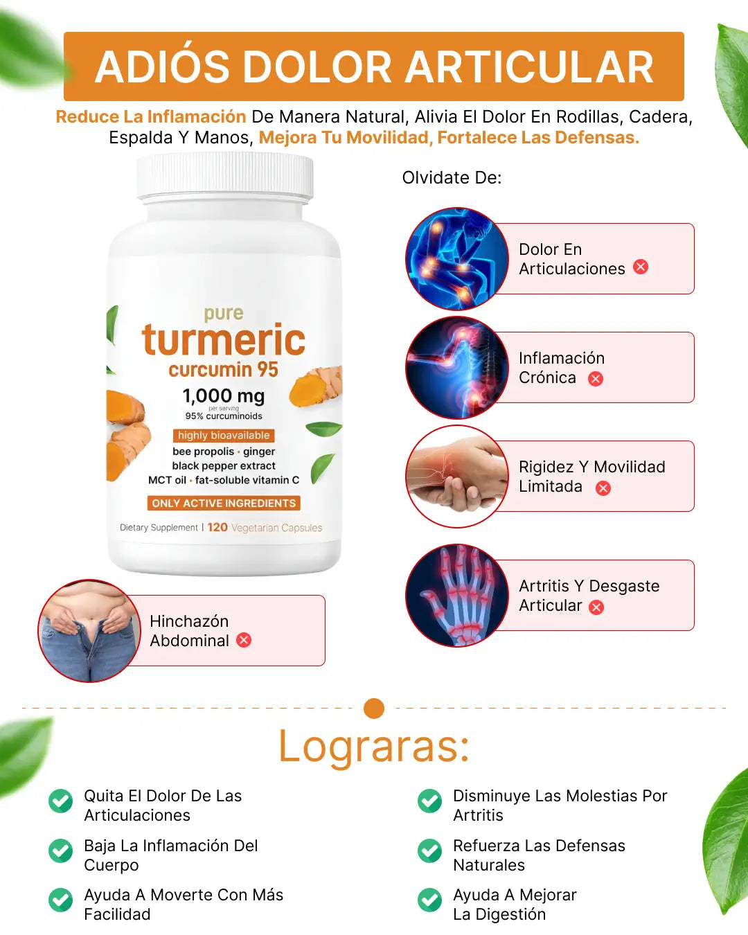 🌿 Turmeric® 4 en 1 – Alivio natural para la inflamación y el dolor 💪